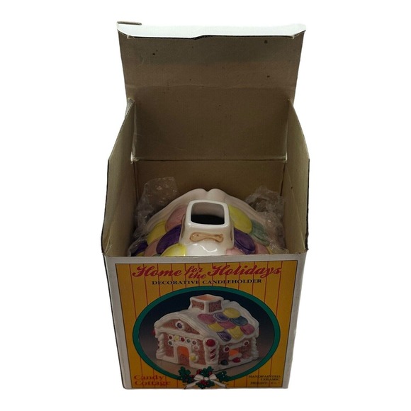 JASCO Candle Holder Gingerbread House Handpainted Ceramic Candy Cottage Vintage - Picture 10 of 15